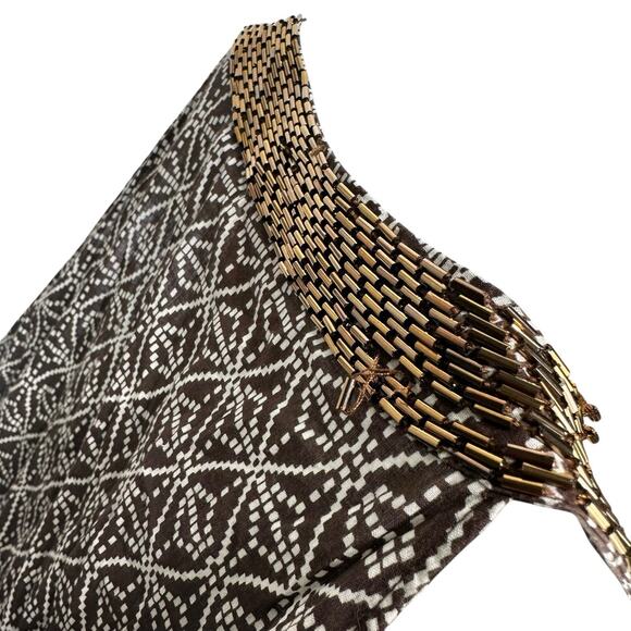 Tory Burch Maxi Dress Size 4 Brown Sleeveless Embellished Bronze Sequins - Picture 6 of 13